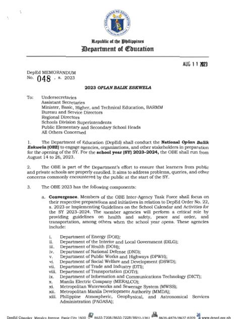 DM No. 048, s2023 – Oplan.
